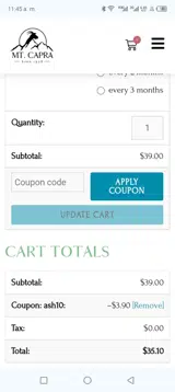 Ash10 coupon verification screenshot