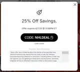 Montreal Canadiens Shop coupon verification screenshot