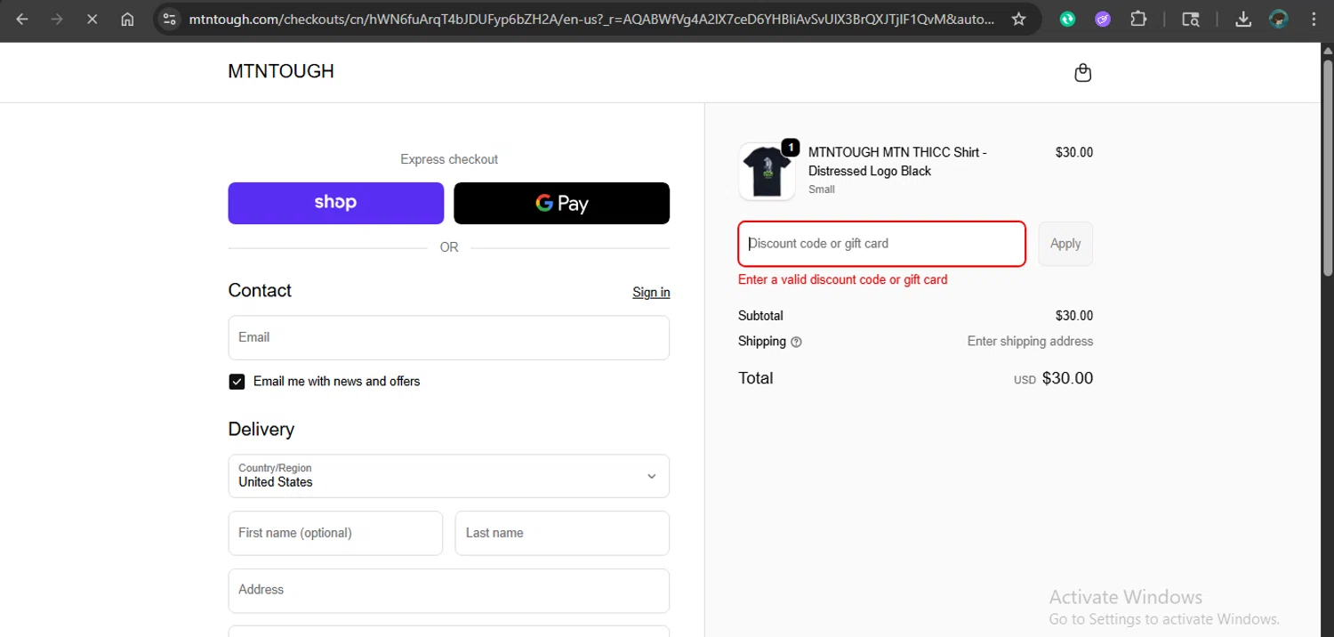 MTNTOUGH promo code screenshot showing code DEEPFORK applied at MTNTOUGH checkout page. Uploaded by SimplyCodes community member xAngel on Dec 21, 2025