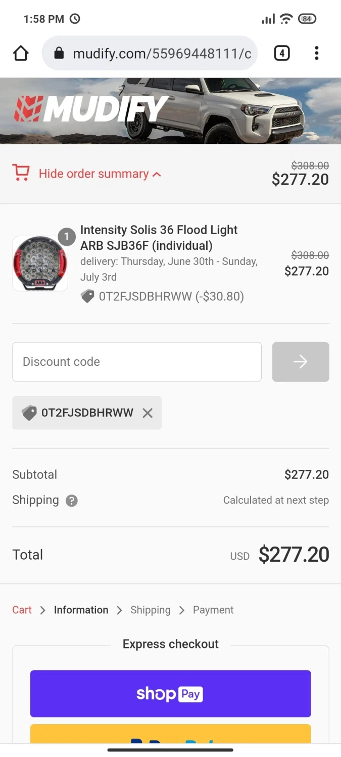 where to use Mudify promo code box