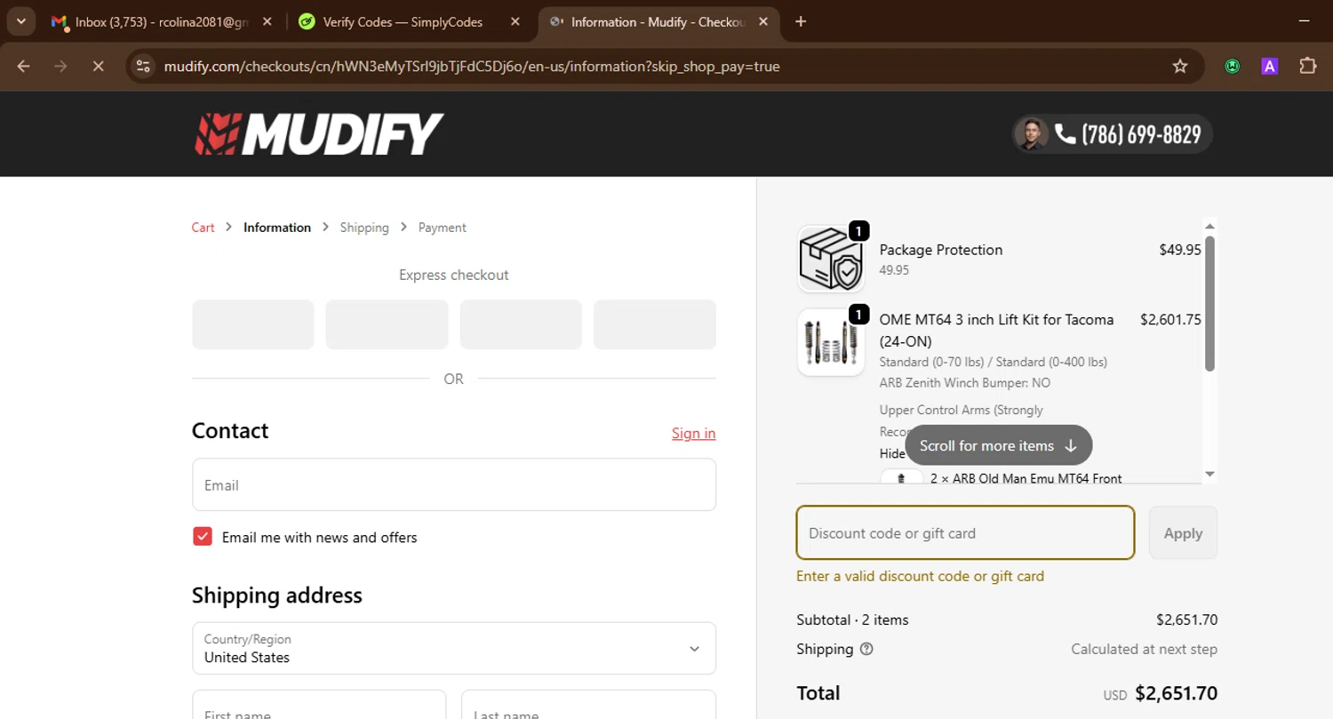 Mudify discount code screenshot showing code PGD9FCTG applied at Mudify checkout page. Uploaded by SimplyCodes community member SnoopDogg on Oct 2, 2025