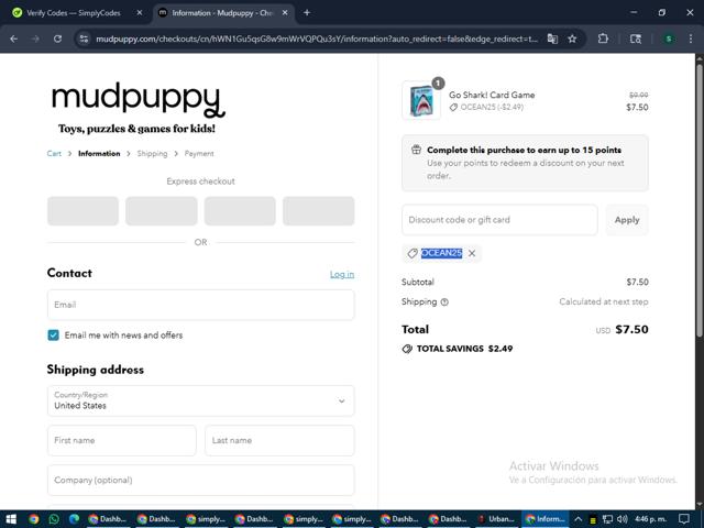 Mudpuppy checkout page showing Mudpuppy discount code box | Screenshot taken by SimplyCodes community member on Jul 31, 2025