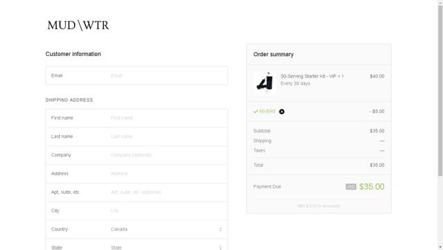 MUD/WTR checkout page showing MUD/WTR discount code box | Screenshot taken by SimplyCodes community member on Mar 23, 2021