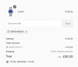 SAVE10NOW coupon verification screenshot