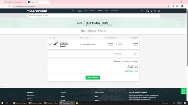 MuleFactory checkout page showing MuleFactory coupon code box | Screenshot taken by SimplyCodes community member on Jun 15, 2025