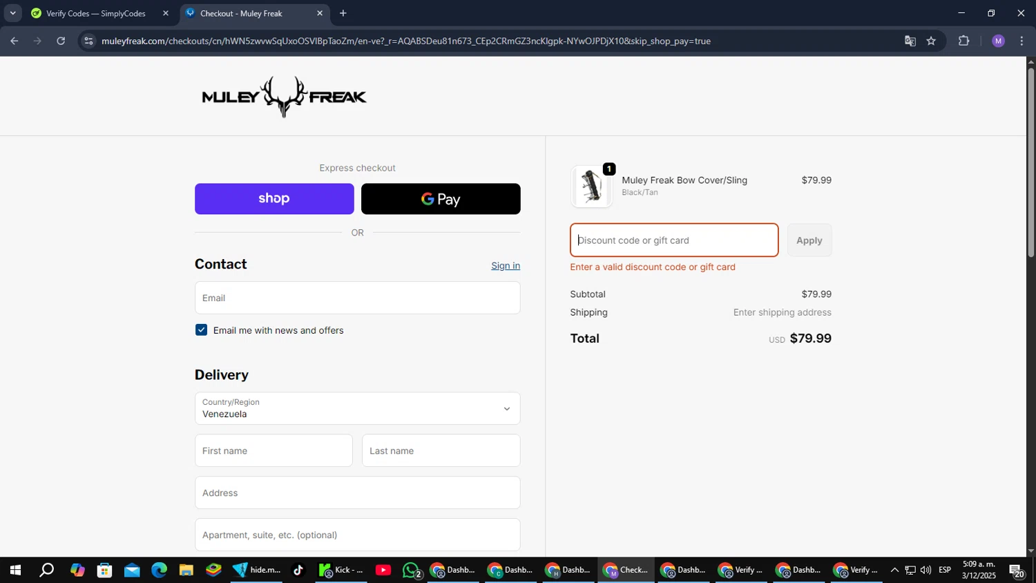 Muley Freak discount code screenshot showing code MF10 applied at Muley Freak checkout page. Uploaded by SimplyCodes community member CouponGuardian8137 on Dec 3, 2025