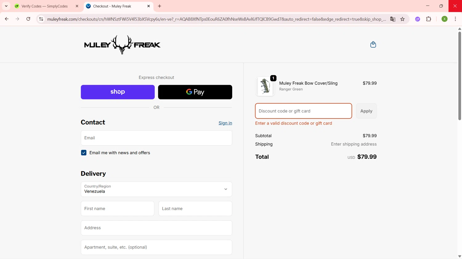 Muley Freak discount code screenshot showing code MF10 applied at Muley Freak checkout page. Uploaded by SimplyCodes community member SaleTiger1087 on Dec 3, 2025