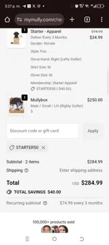 STARTER50 coupon verification screenshot