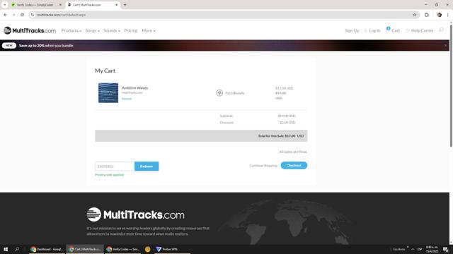 MultiTracks checkout page showing MultiTracks promo code box | Screenshot taken by SimplyCodes community member on Apr 15, 2025