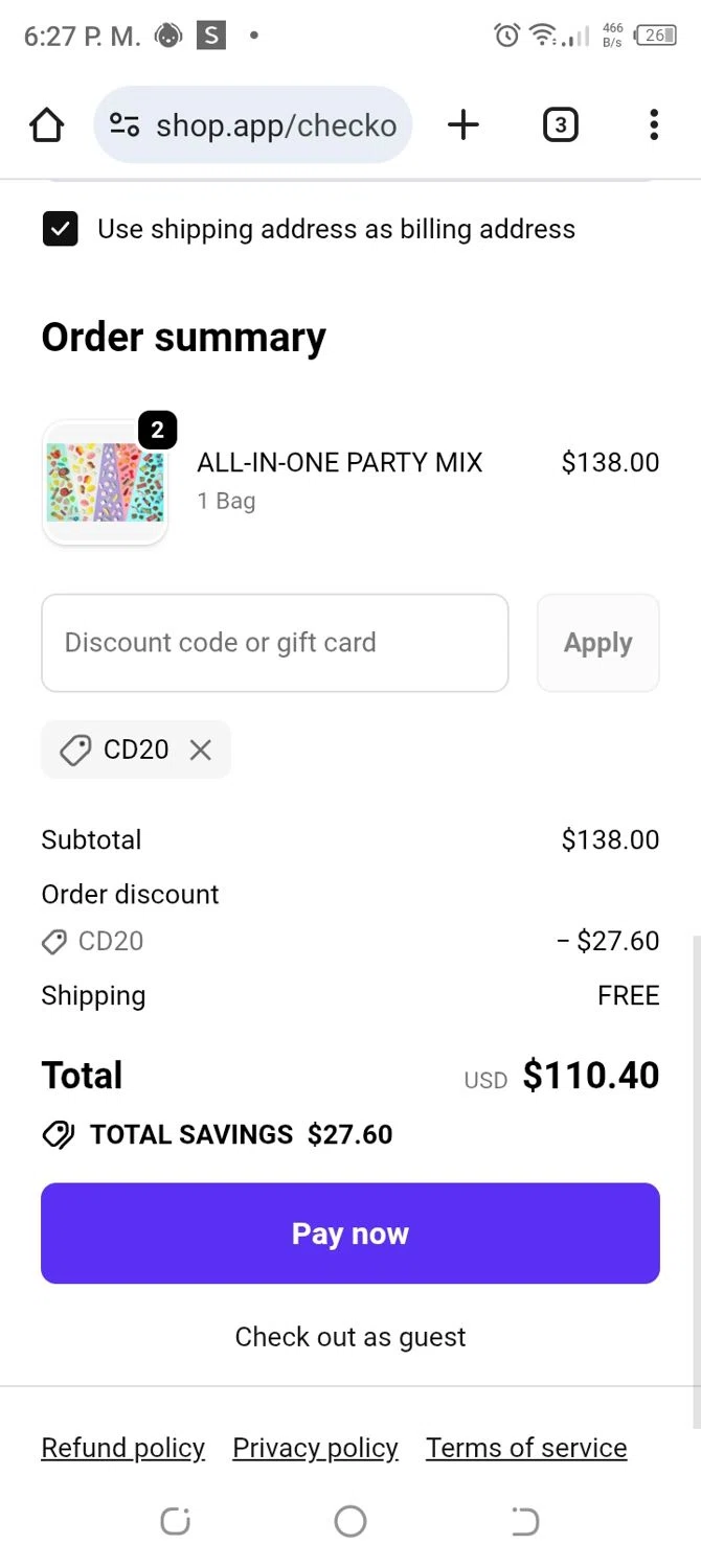 MUMS discount code screenshot showing code CD20 applied at MUMS checkout page. Uploaded by SimplyCodes community member CoinBoss7109 on Nov 7, 2025