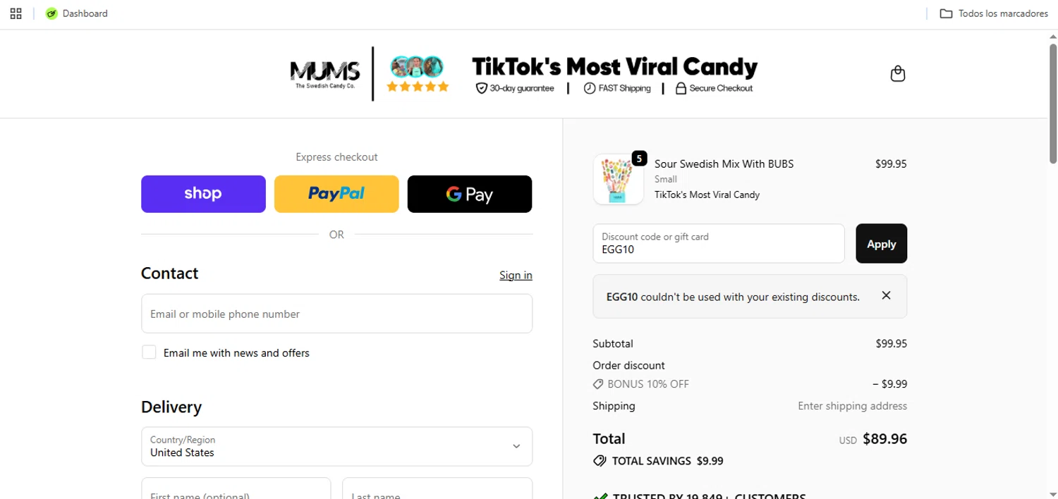 MUMS discount code screenshot showing code EGG10 applied at MUMS checkout page. Uploaded by SimplyCodes community member Speedy on Nov 7, 2025