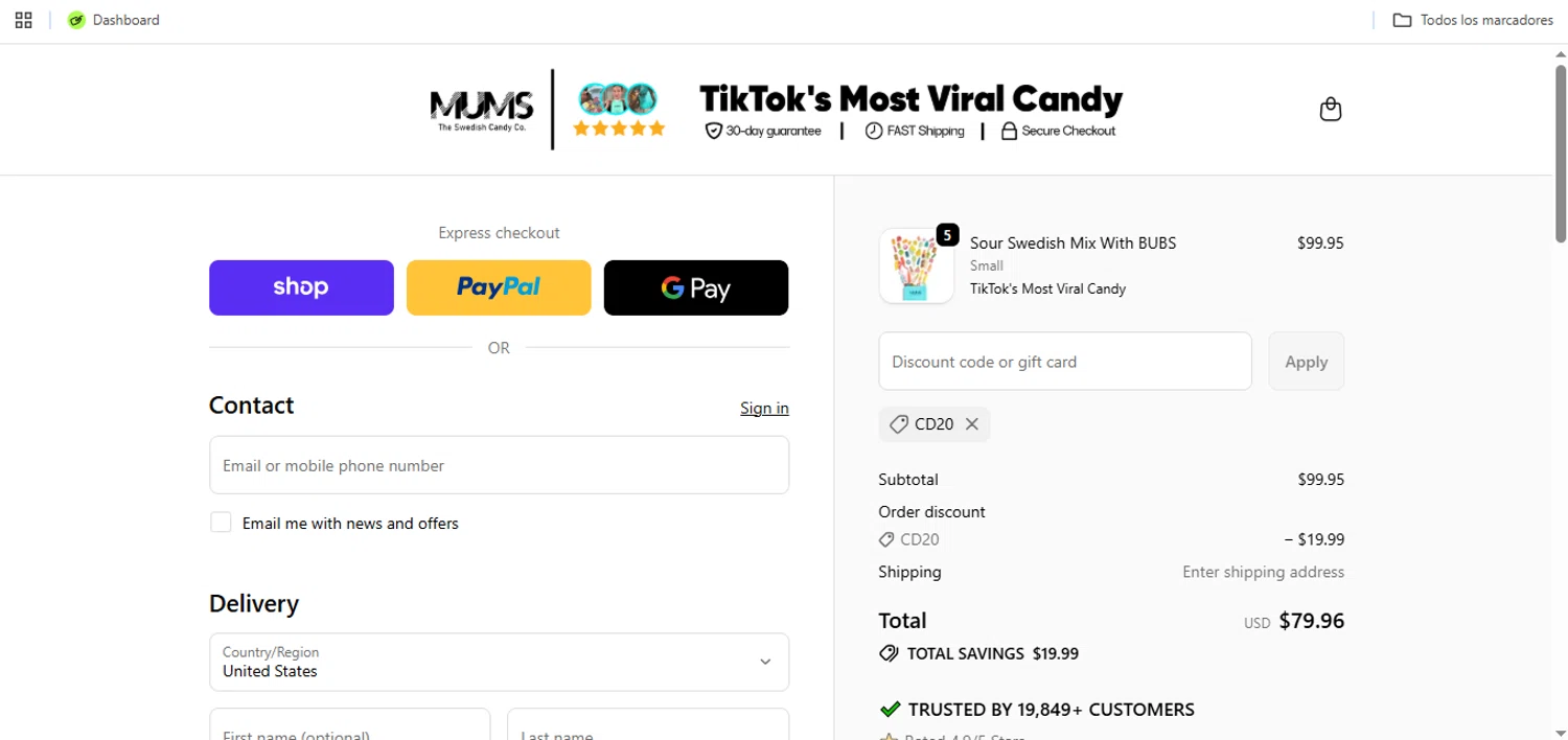 MUMS discount code screenshot showing code CD20 applied at MUMS checkout page. Uploaded by SimplyCodes community member Speedy on Nov 7, 2025