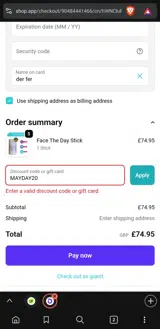 MAYDAY20 coupon verification screenshot