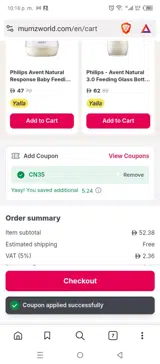 CN35 coupon verification screenshot