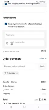 CHOCDAY coupon verification screenshot