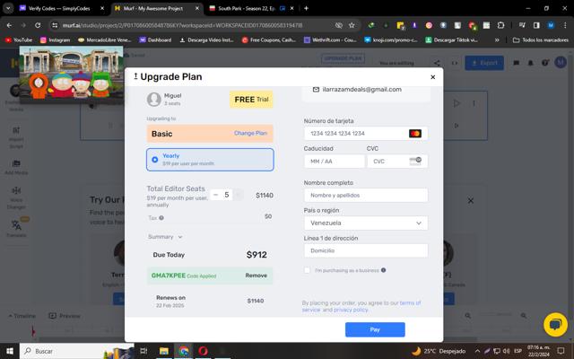 Murf AI checkout page showing Murf AI promo code box | Screenshot taken by SimplyCodes community member on Feb 22, 2024