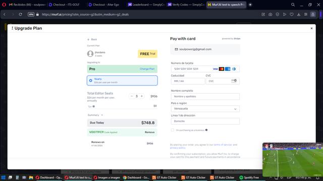 Murf AI checkout page showing Murf AI promo code box | Screenshot taken by SimplyCodes community member on Feb 4, 2024