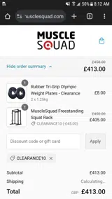 CLEARANCE10 coupon verification screenshot