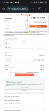 WELCOME5 coupon verification screenshot