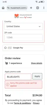 BLUELIGHT5 coupon verification screenshot
