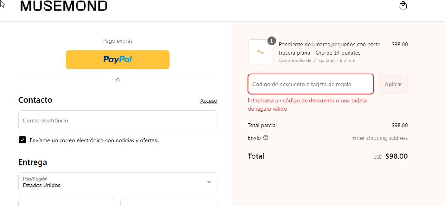 Musemond discount code screenshot showing code SPRINGMOOD applied at Musemond checkout page. Uploaded by SimplyCodes community member cachirulo on Sep 4, 2025