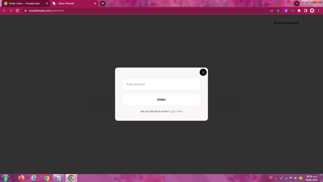 Muse Threads checkout page showing Muse Threads promo code box | Screenshot taken by SimplyCodes community member on Jan 4, 2025