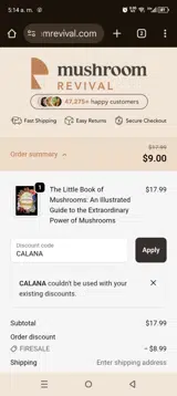 CALANA coupon verification screenshot