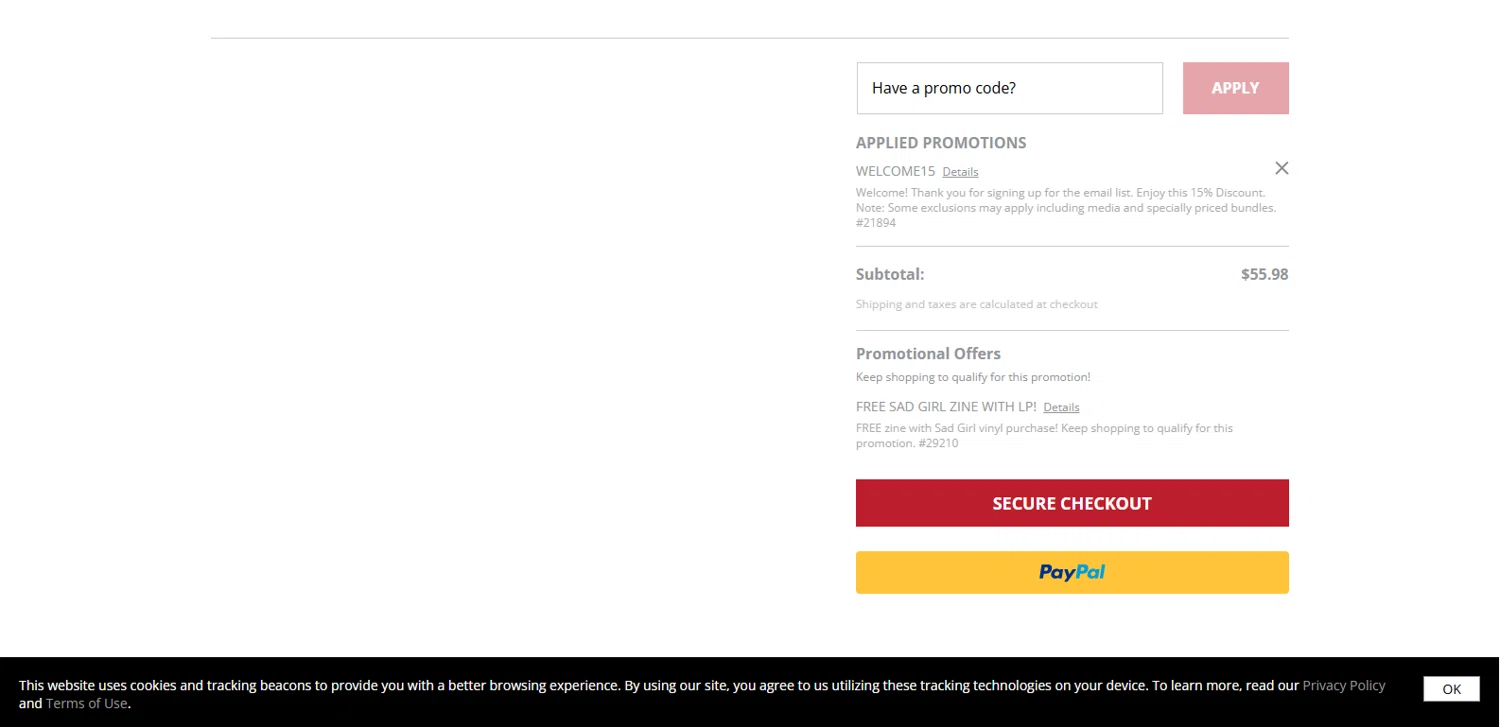 Musictoday checkout page showing Musictoday promo code box | Screenshot taken by SimplyCodes community member on Jan 4, 2026