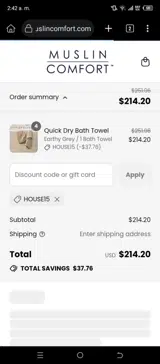 HOUSE15 coupon verification screenshot