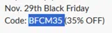 BFCM35 coupon verification screenshot