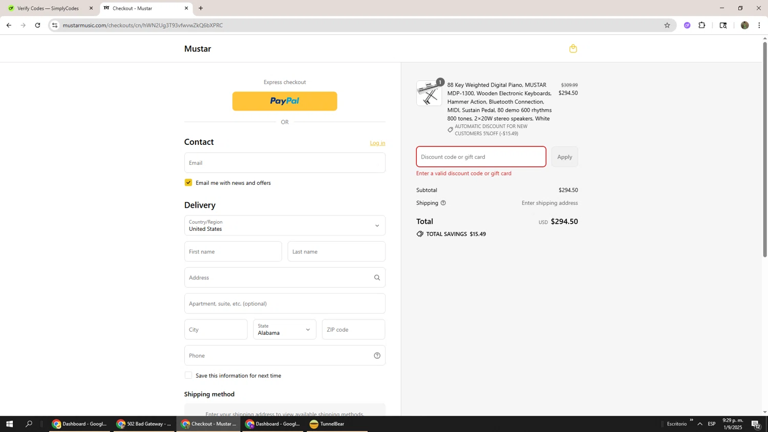 Mustar promo code screenshot showing code NEWCUSTOMERS5%OFF applied at Mustar checkout page. Uploaded by SimplyCodes community member Phoenix585 on Sep 2, 2025