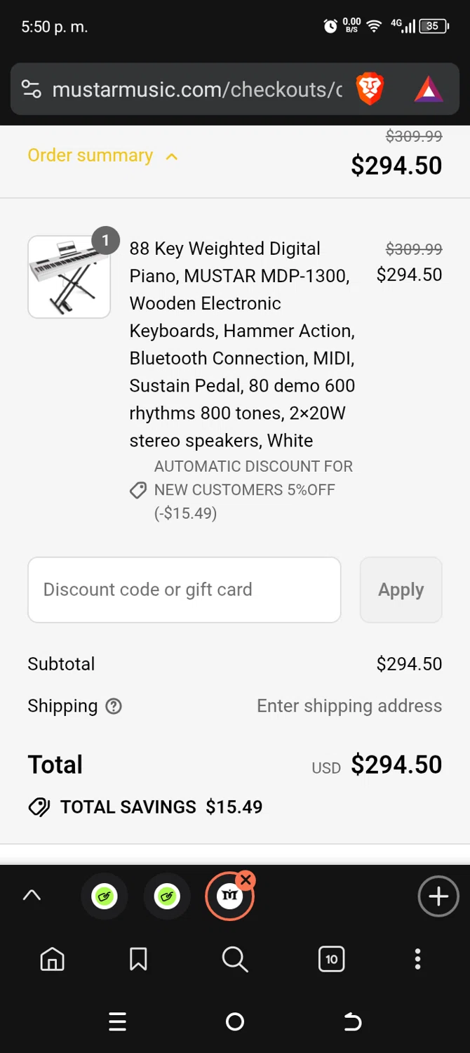 Mustar promo code screenshot showing code NEWCUSTOMERS5%OFF applied at Mustar checkout page. Uploaded by SimplyCodes community member delvisgomez on Aug 31, 2025