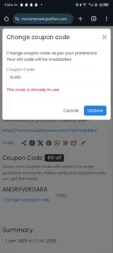 SIJI10 coupon verification screenshot