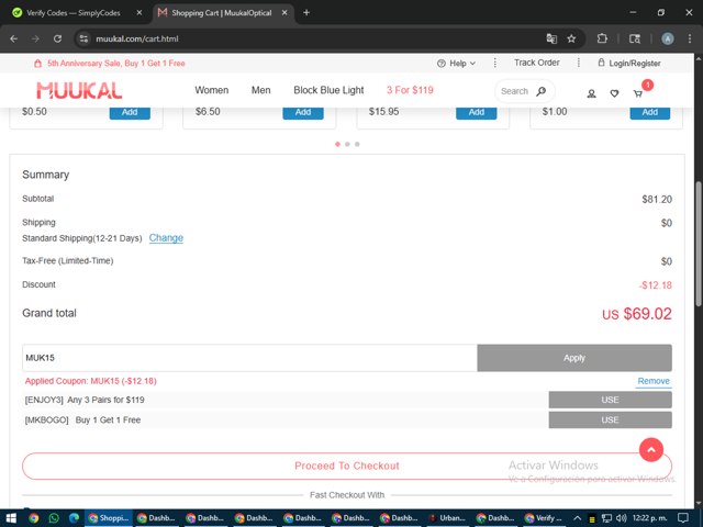 Muukal checkout page showing Muukal coupon code box | Screenshot taken by SimplyCodes community member on Aug 1, 2025