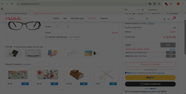 Muukal checkout page showing Muukal coupon code box | Screenshot taken by SimplyCodes community member on Aug 1, 2025