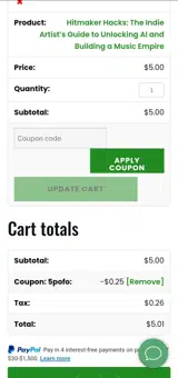 MuzicNotez coupon verification screenshot