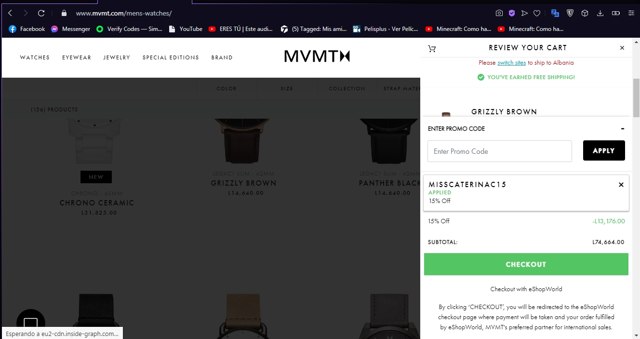 MVMT checkout page showing MVMT promo code box | Screenshot taken by SimplyCodes community member on Mar 11, 2021