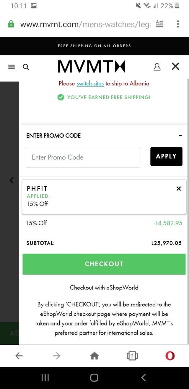 MVMT checkout page showing MVMT promo code box | Screenshot taken by SimplyCodes community member on Mar 11, 2021
