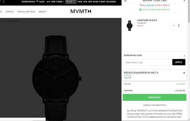 MVMT checkout page showing MVMT promo code box | Screenshot taken by SimplyCodes community member on Mar 6, 2021