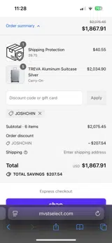 JOSHCHIN coupon verification screenshot