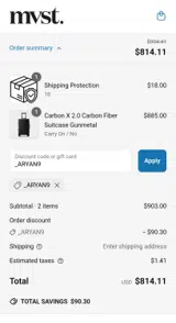 _ARYAN9 coupon verification screenshot