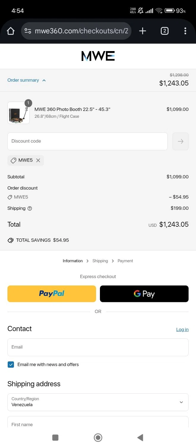 MWE360 promo code screenshot showing code MWE5 applied at MWE360 checkout page. Uploaded by SimplyCodes community member RebateShopper5497 on Jun 23, 2025