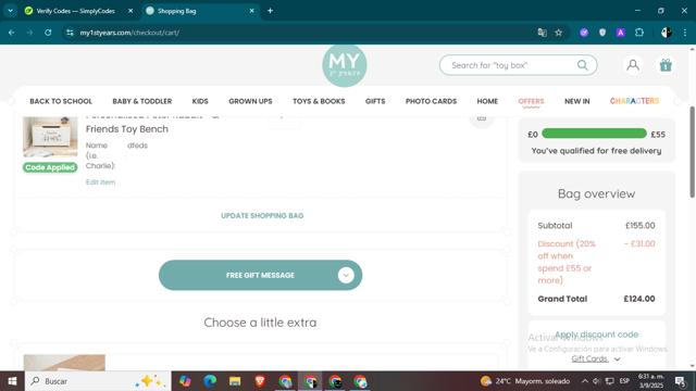 My 1st Years checkout page showing My 1st Years discount code box | Screenshot taken by SimplyCodes community member on Sep 3, 2025