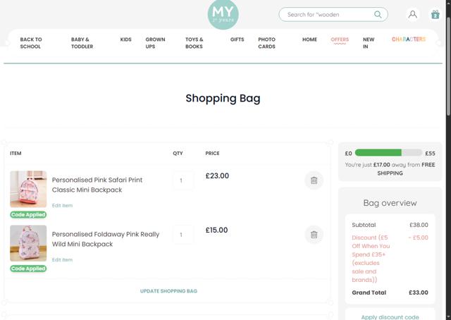 My 1st Years checkout page showing My 1st Years discount code box | Screenshot taken by SimplyCodes community member on Sep 2, 2025