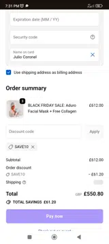 Aduro coupon verification screenshot
