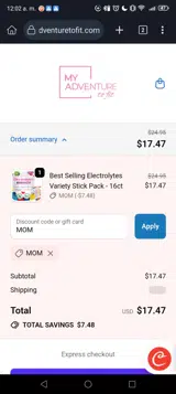MOM coupon verification screenshot