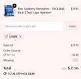 MYLIFE coupon verification screenshot