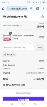 Mady coupon verification screenshot