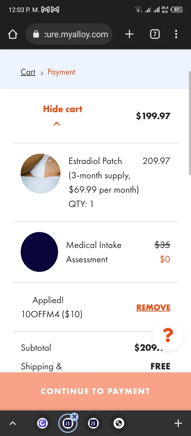 My Alloy checkout page showing My Alloy promo code box | Screenshot taken by SimplyCodes community member on Jan 19, 2023