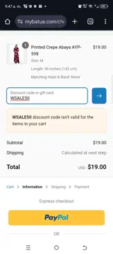 WSALE50 coupon verification screenshot